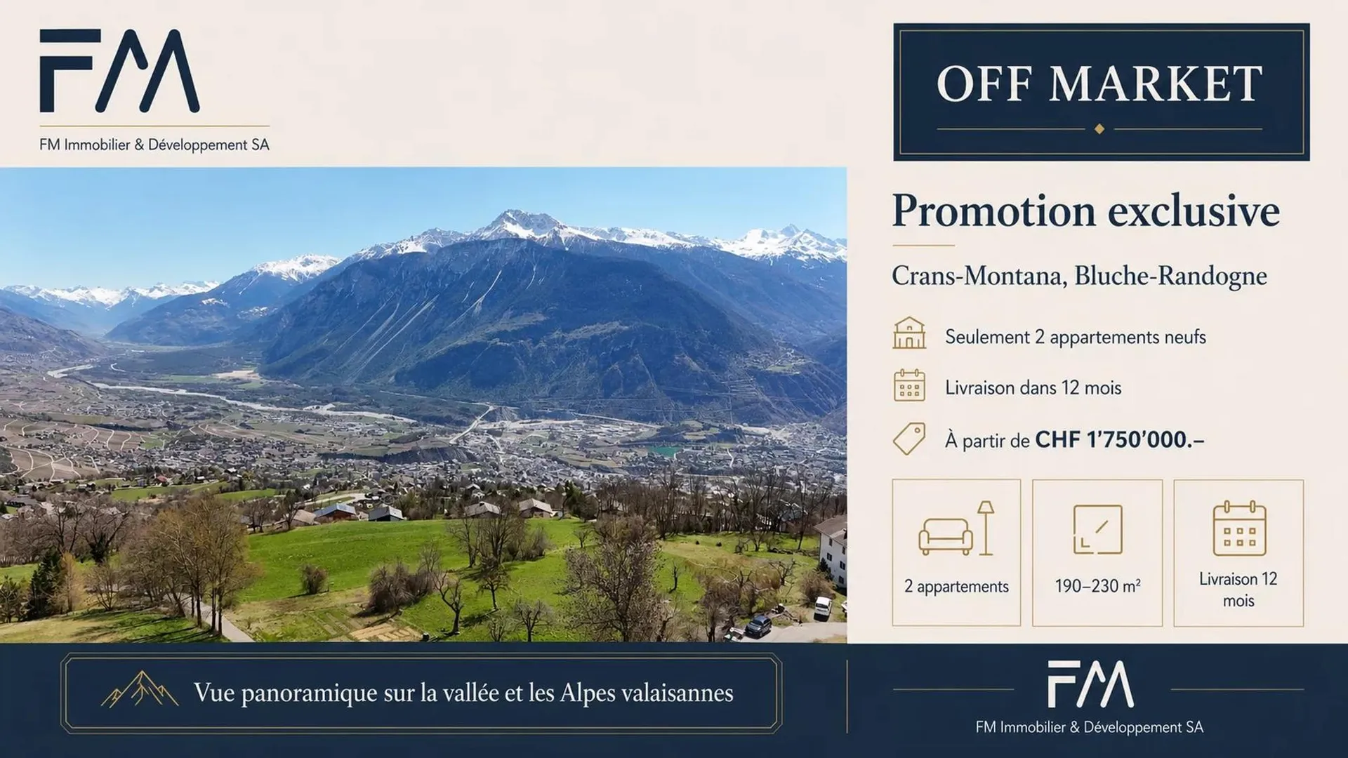 Appartement neuf de haut standing avec grande terrasse et vue imprenable
