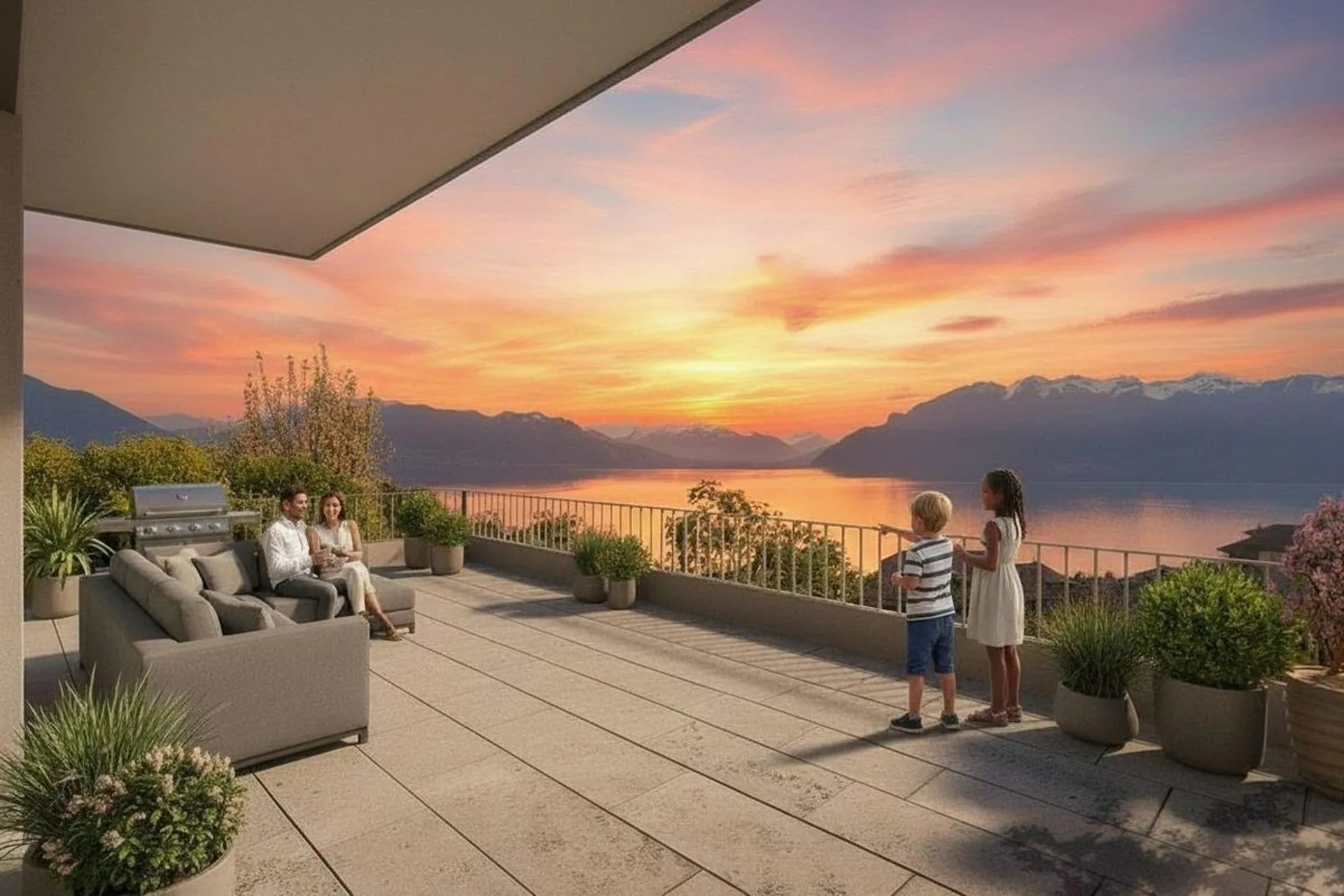Attique duplex neuf 6.5 pièces, grands espaces et vue imprenable sur le lac Léman