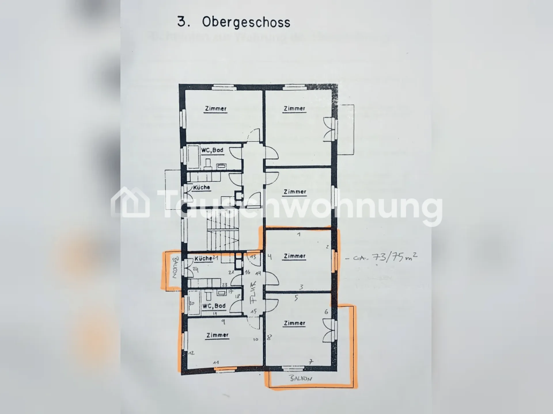 Sehr helle und zentrale 3-Zimmerwohnung mit zwei Balkonen