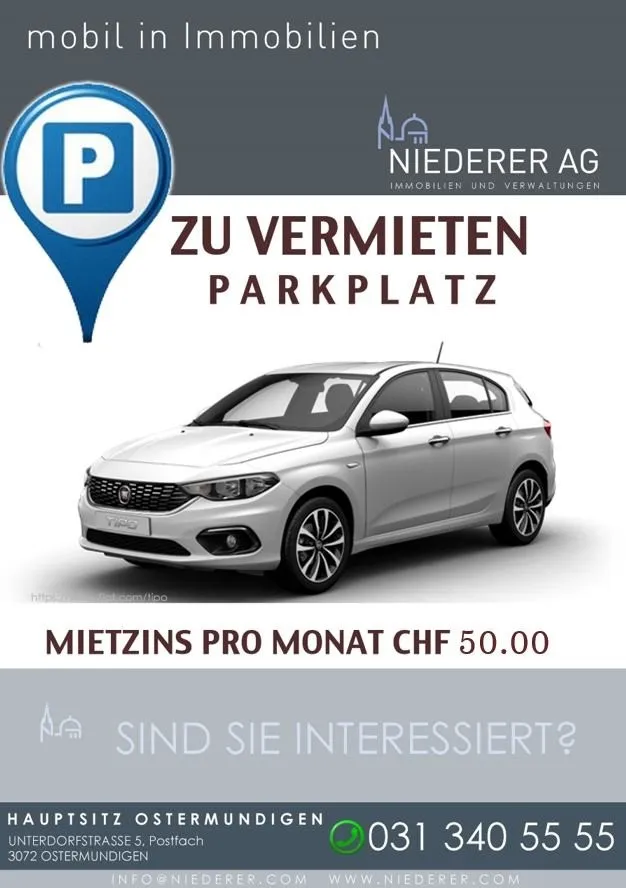 Aussenparkplatz ab sofort für CHF 50.00