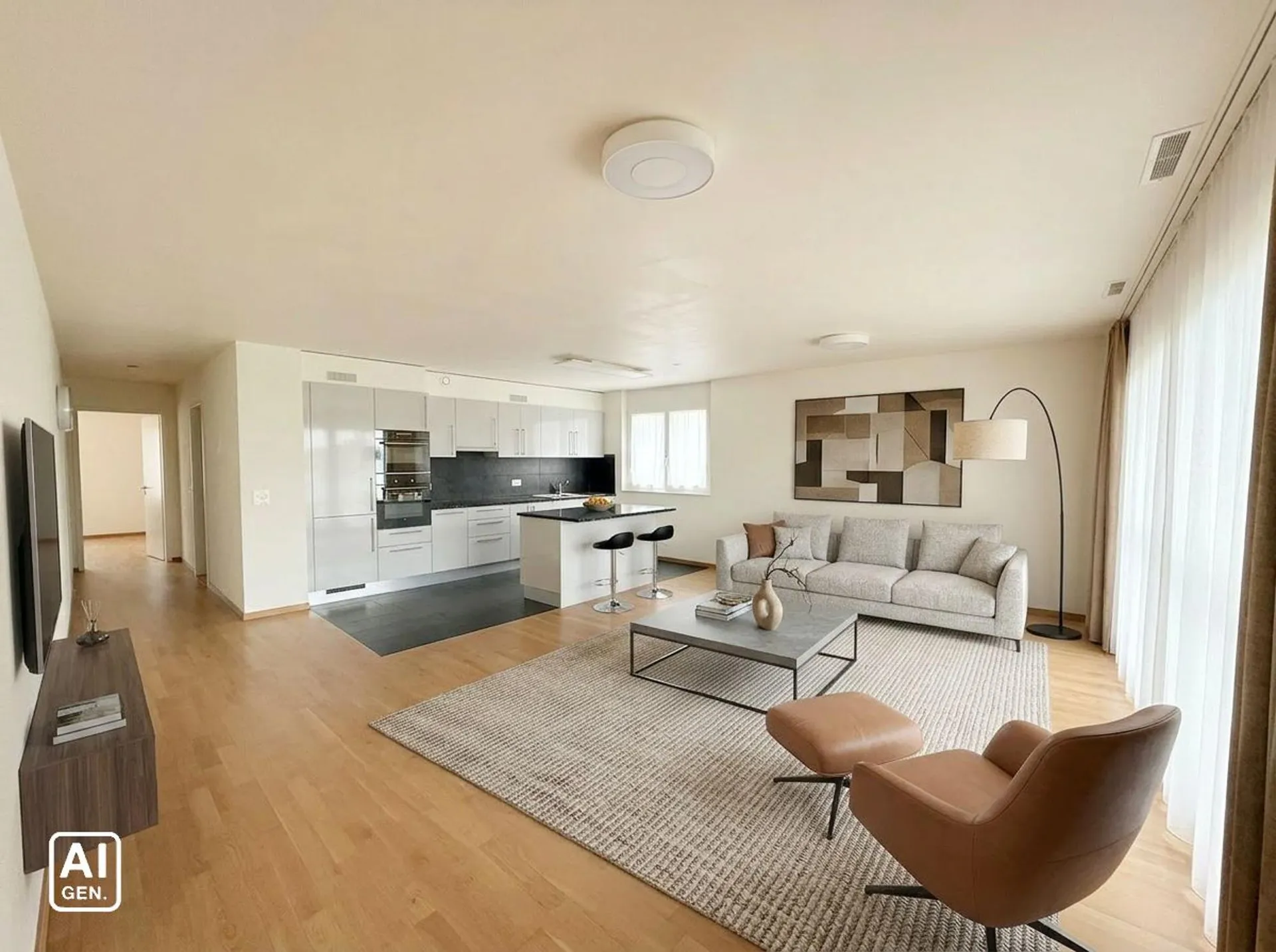 4.5 pièces moderne avec vue sur les Alpes avec 2 places de parcs
