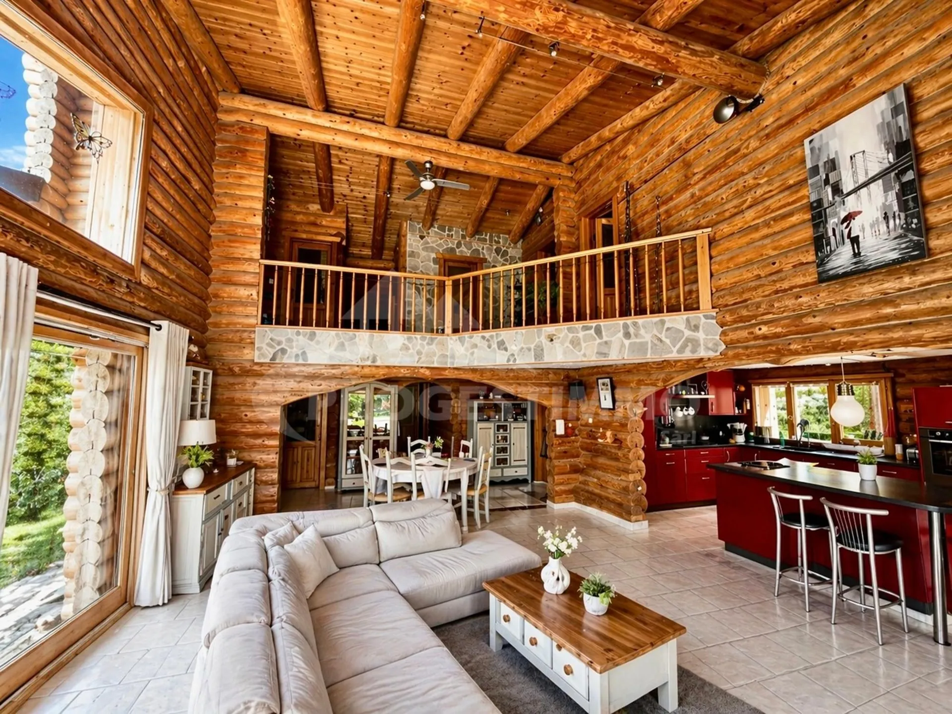 MAISON INDIVIDUELLE D'EXCEPTION EN RONDINS DE BOIS