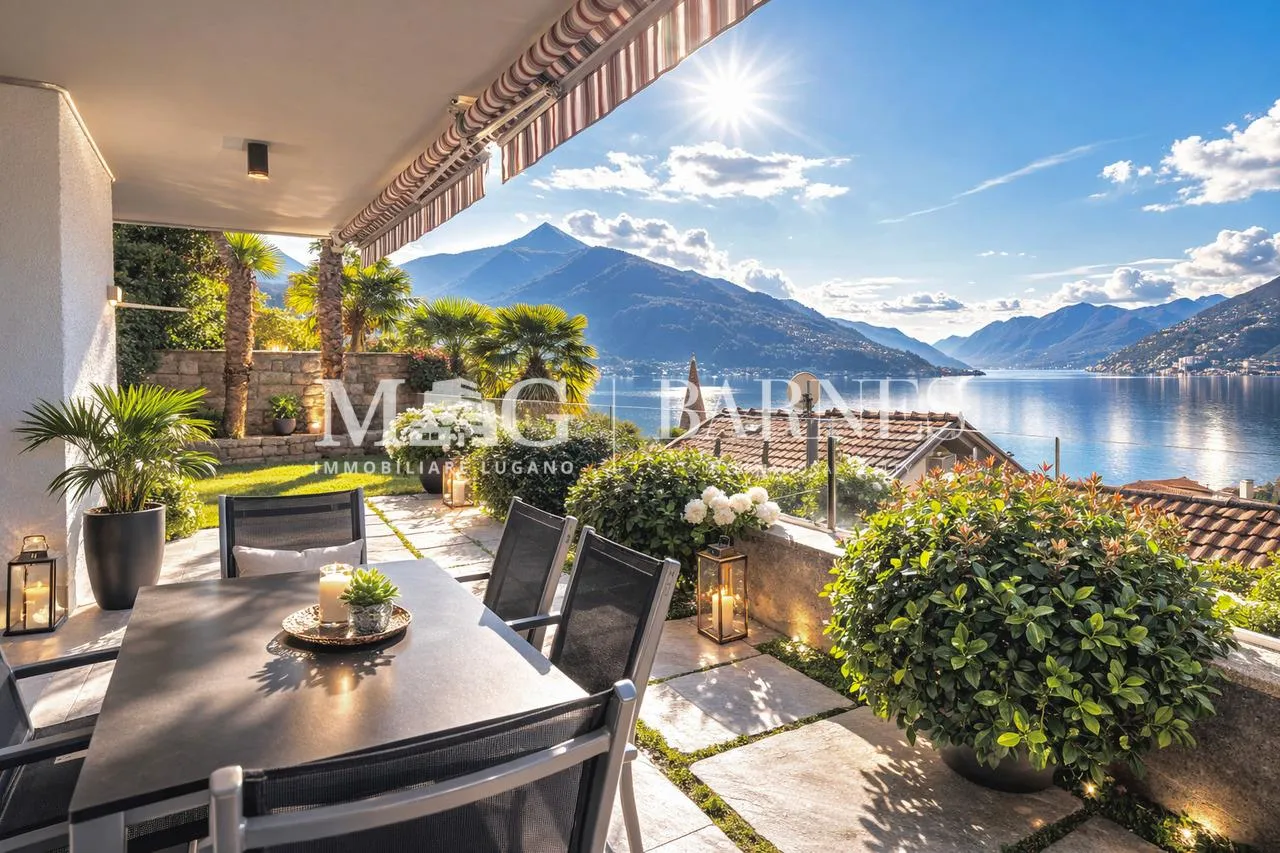 Bissone: Appartamento 4.5 locali, giardino, box, vista lago