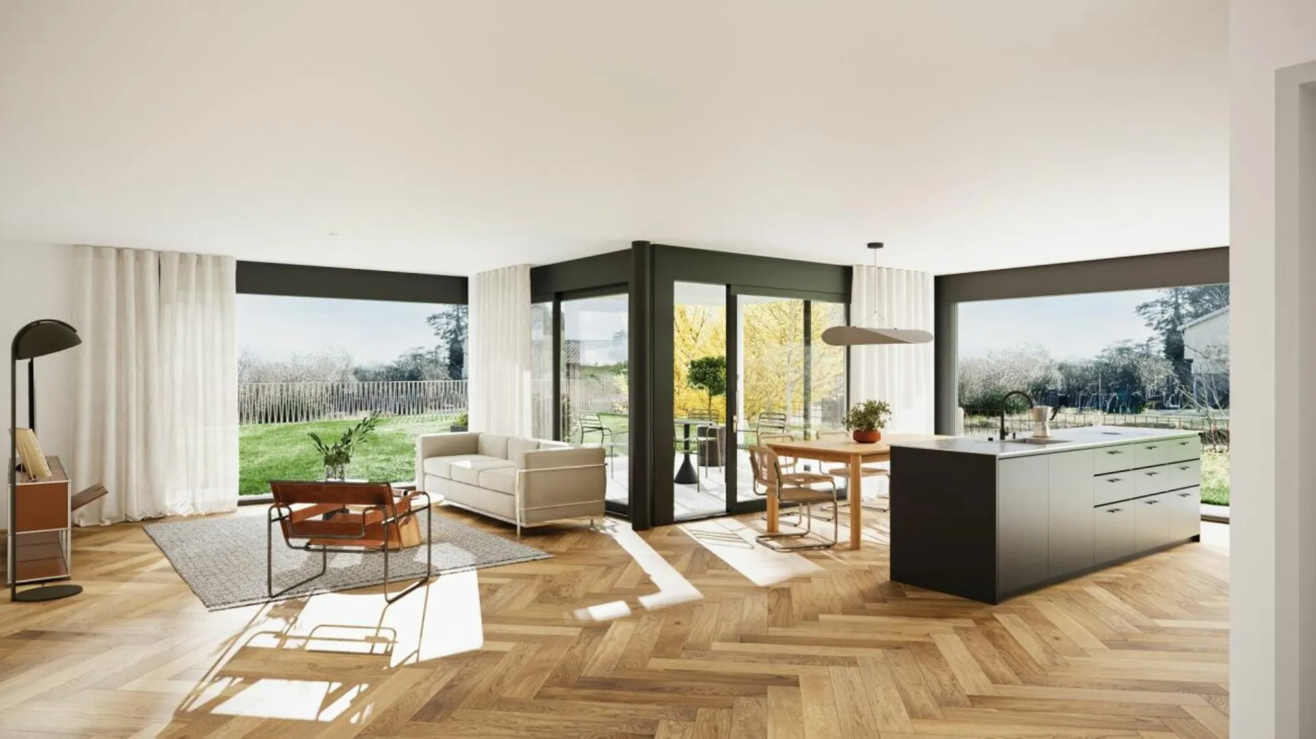 Wohnen auf einer Ebene -  mit Weitblick und Garten