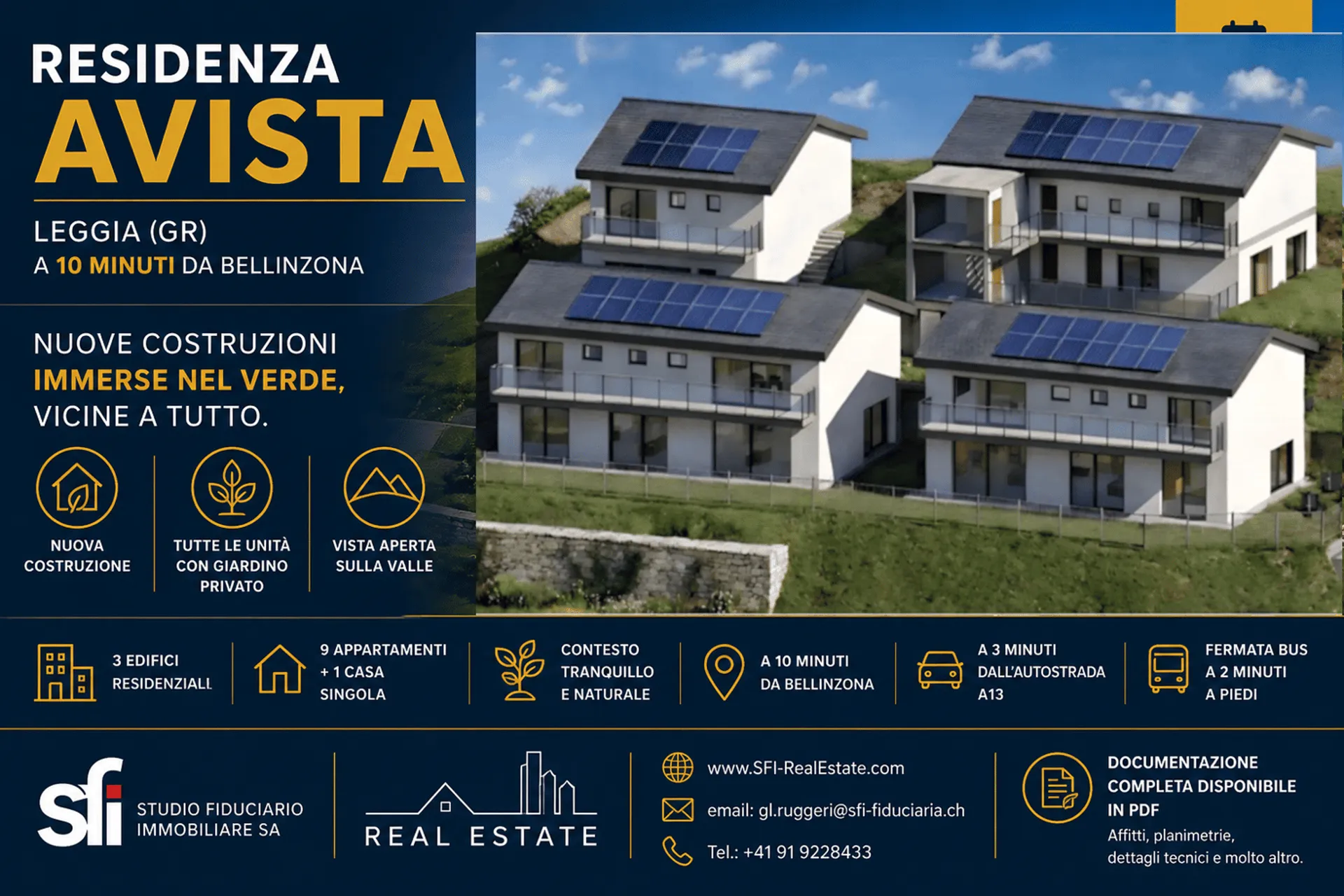 3.5 locali nuovo con giardino, a 10 min da Bellinzona