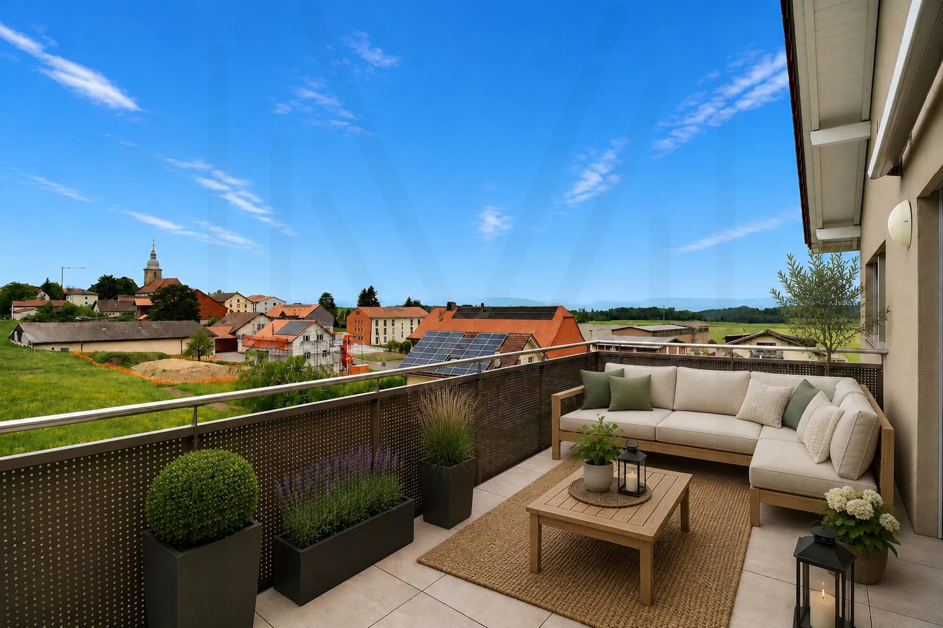 Appartement en attique de 4.5 pièces avec vue panoramique sur la campagne sans vis-à-vis !