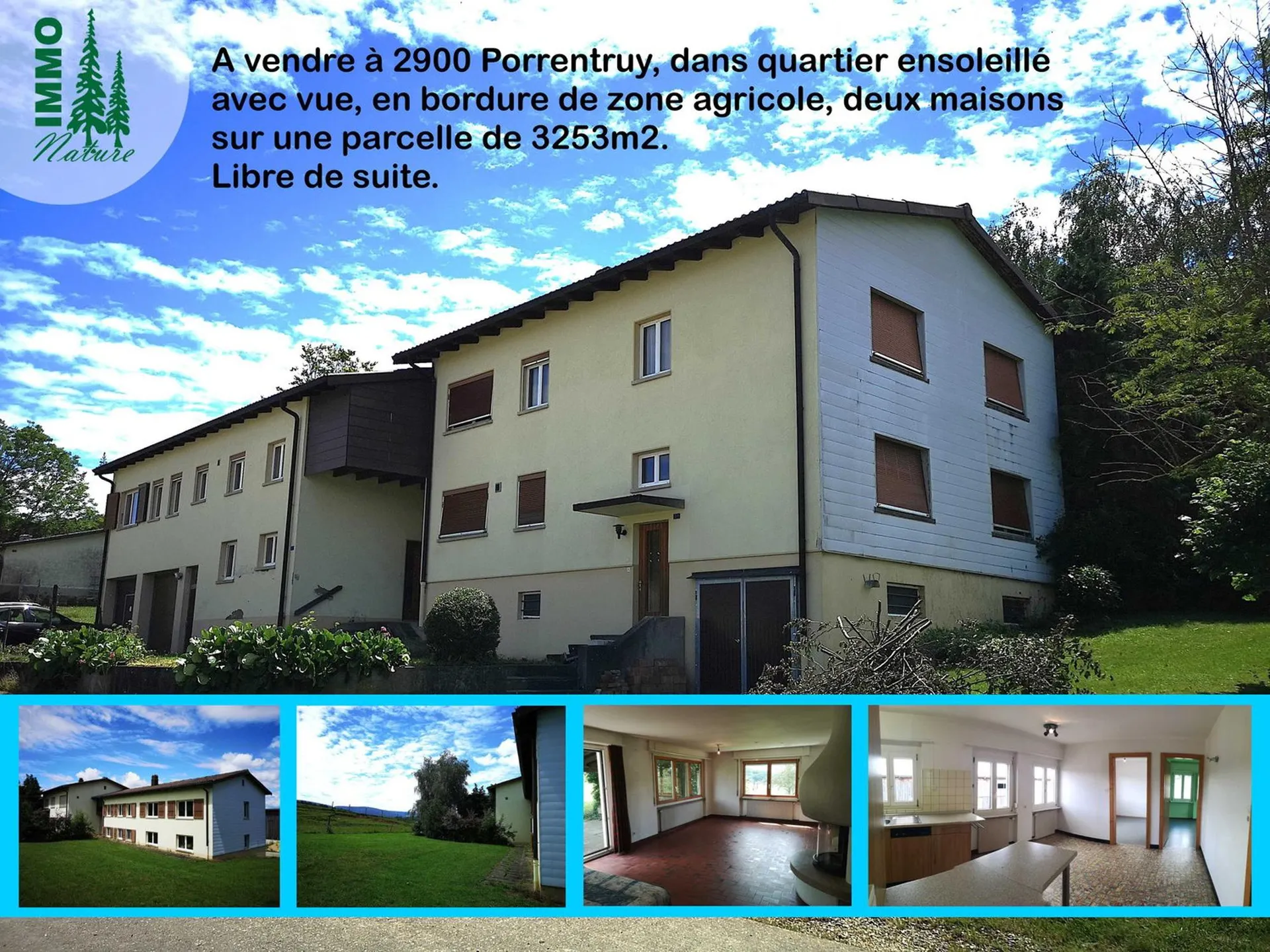 Deux maisons à rénover en partie sur parcelle de 3253m2, avec garage/atelier
