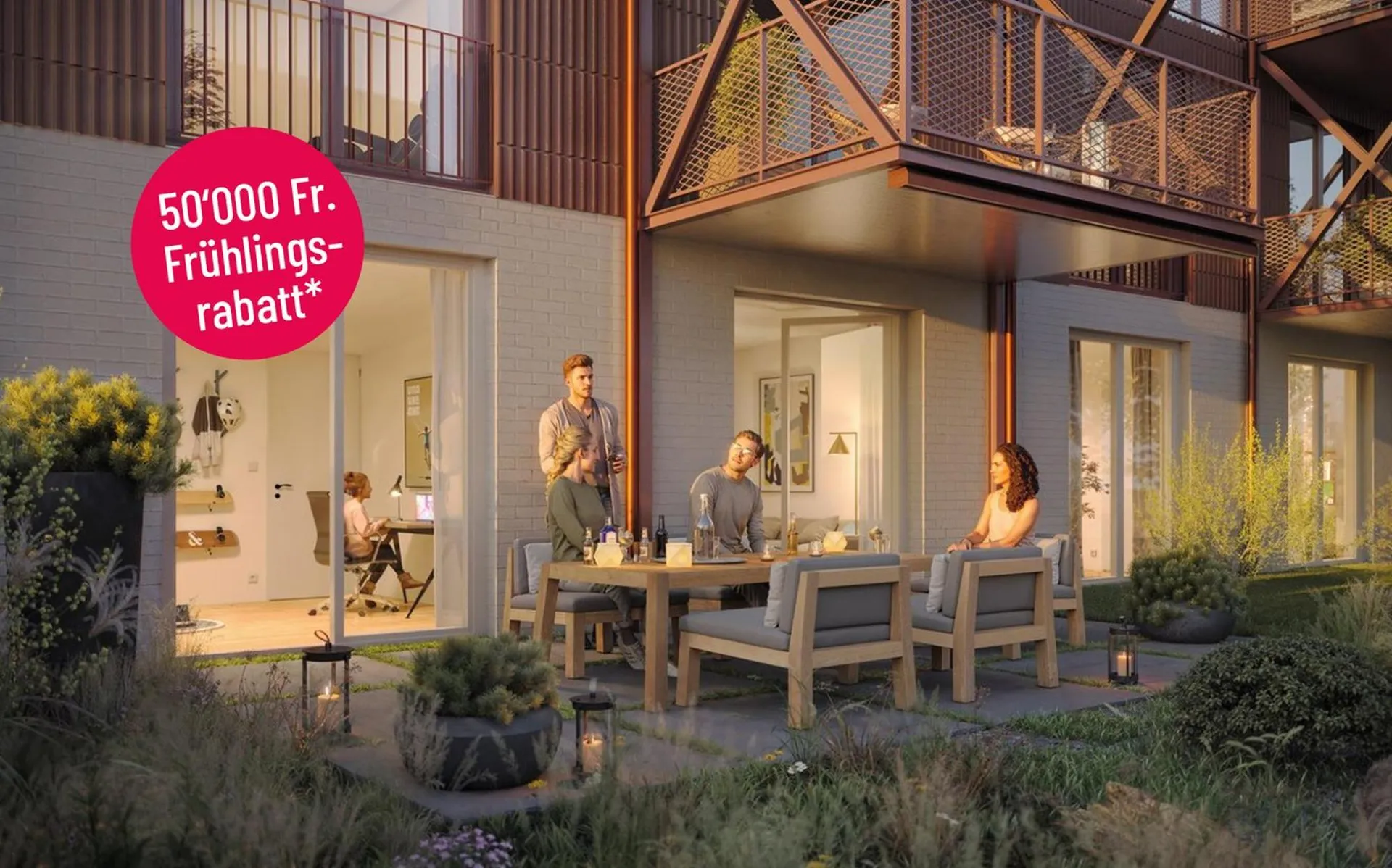 Stilvolle Gartenwohnung mit sonnigem Sitzplatz.
