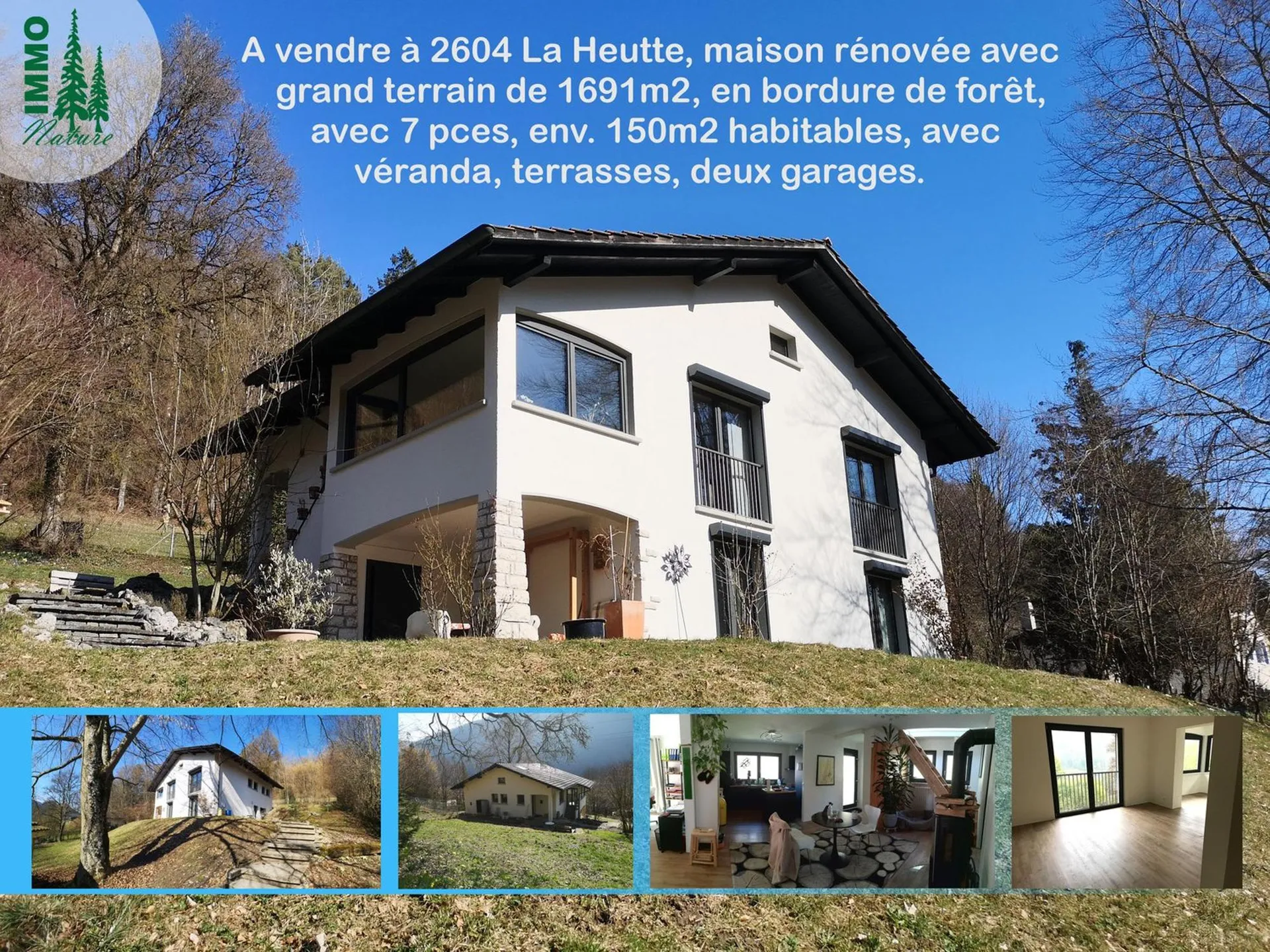 Maison rénovée avec grand terrain, véranda, 2 terrasses, 2 garages