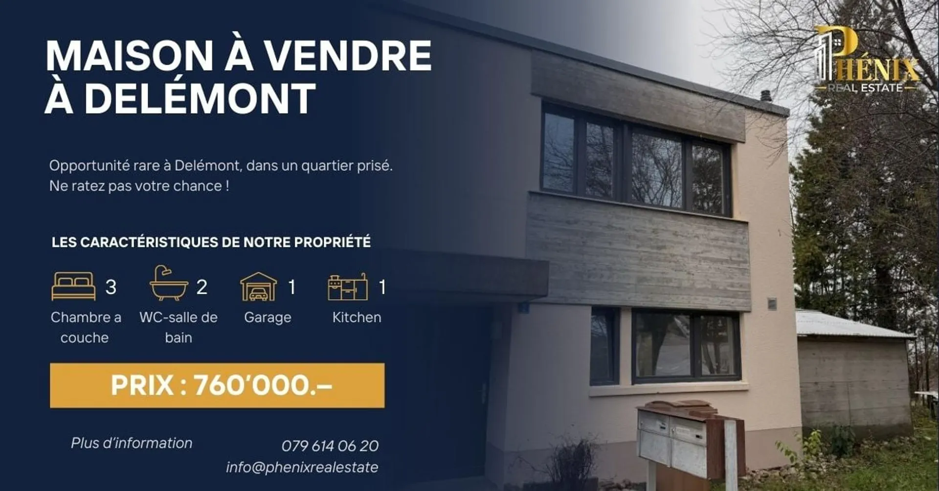 Villa moderne de 4,5 pièces avec garage et terrasses à Delémont