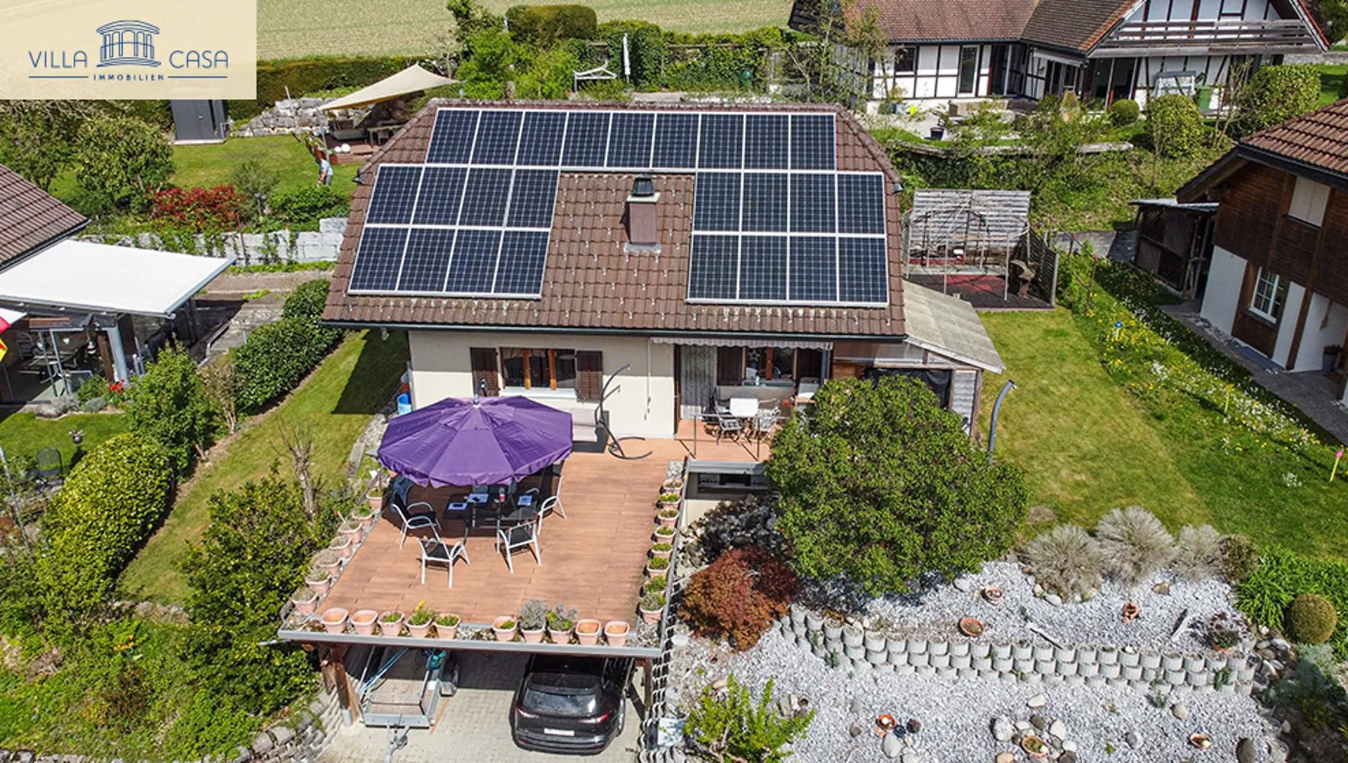 Familienparadies mit Terrasse, Sauna, PV-Anlage & unverbaubarer Aussic