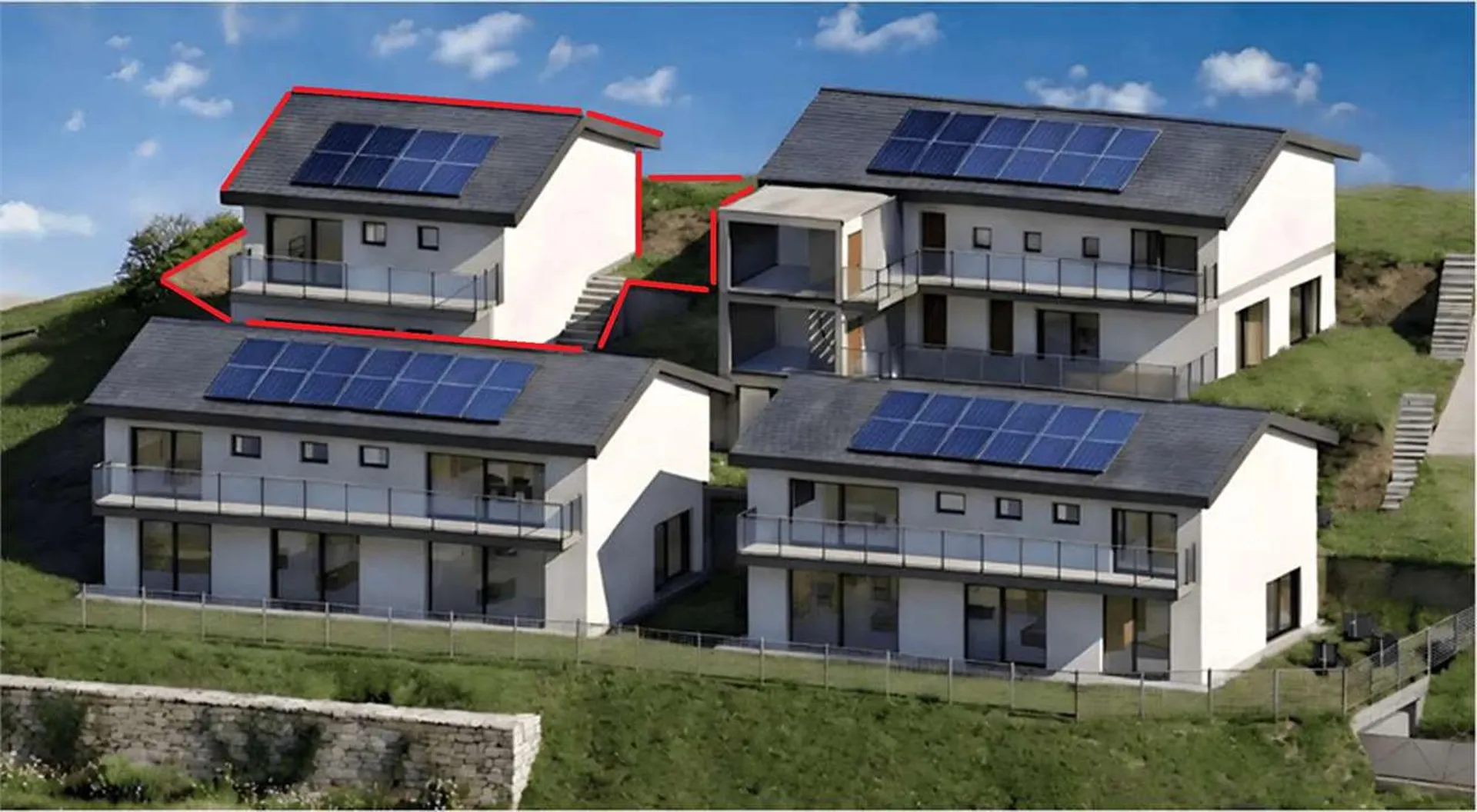 Nuova villetta unifamiliare con terrazza, giardino e autorimessa