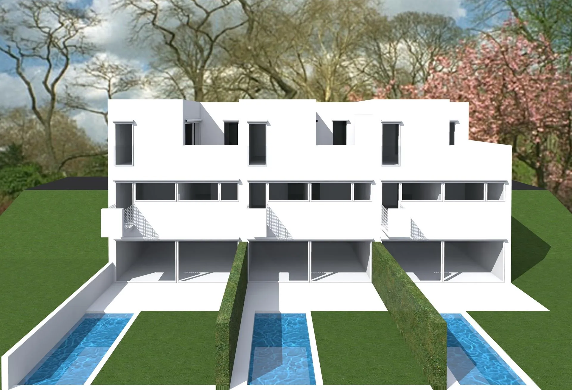 Moderna casa contigua con giardino a Villa Luganese