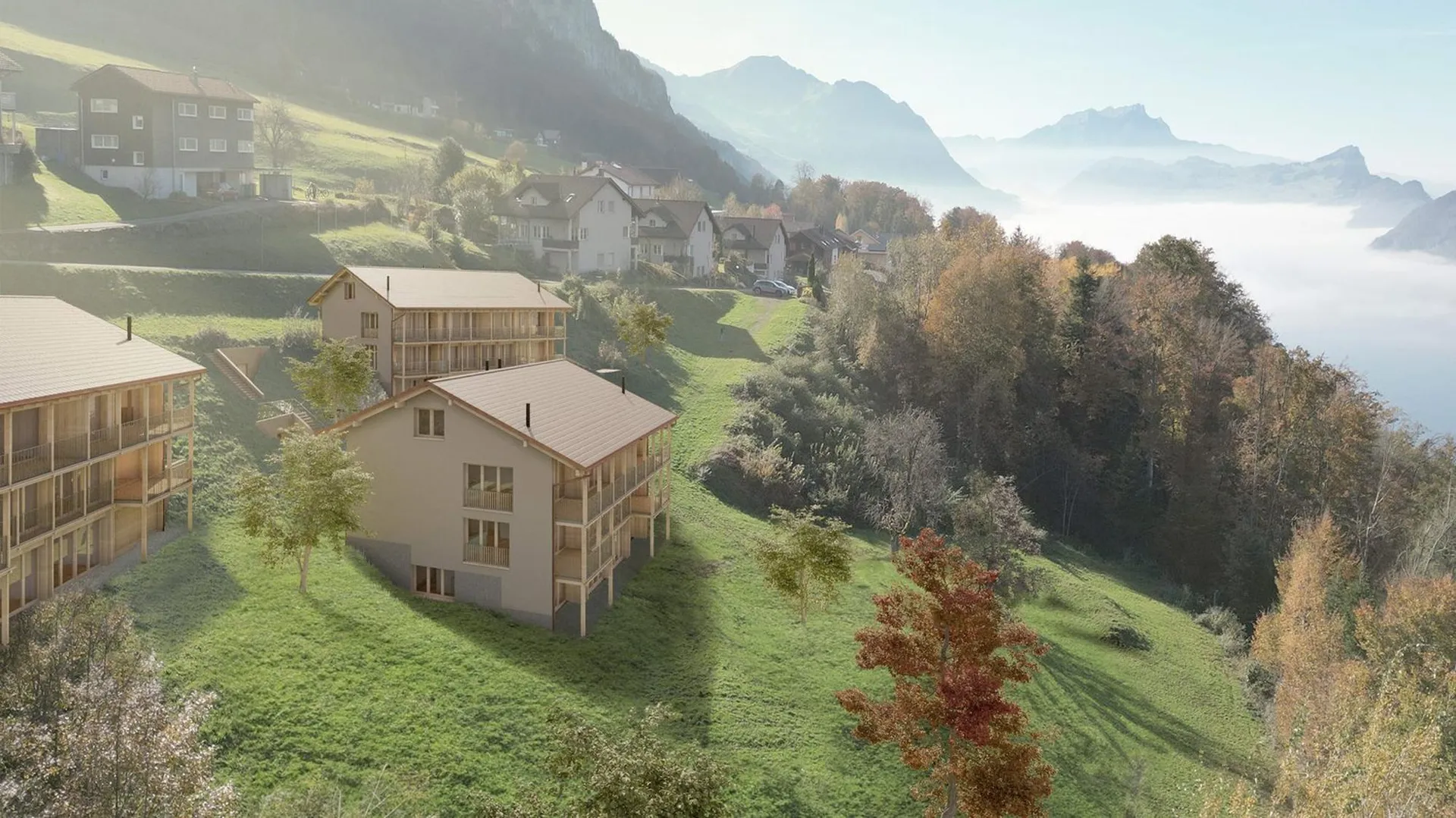 Neubau-Gartenwohnung mit Berg- und Teilseesicht in Seelisberg