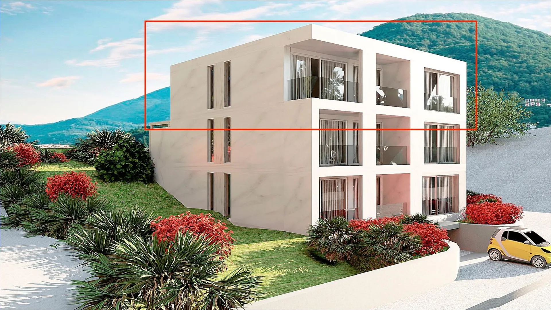 Moderno attico 3.5 locali con terrazze vista lago/monti prima locazione