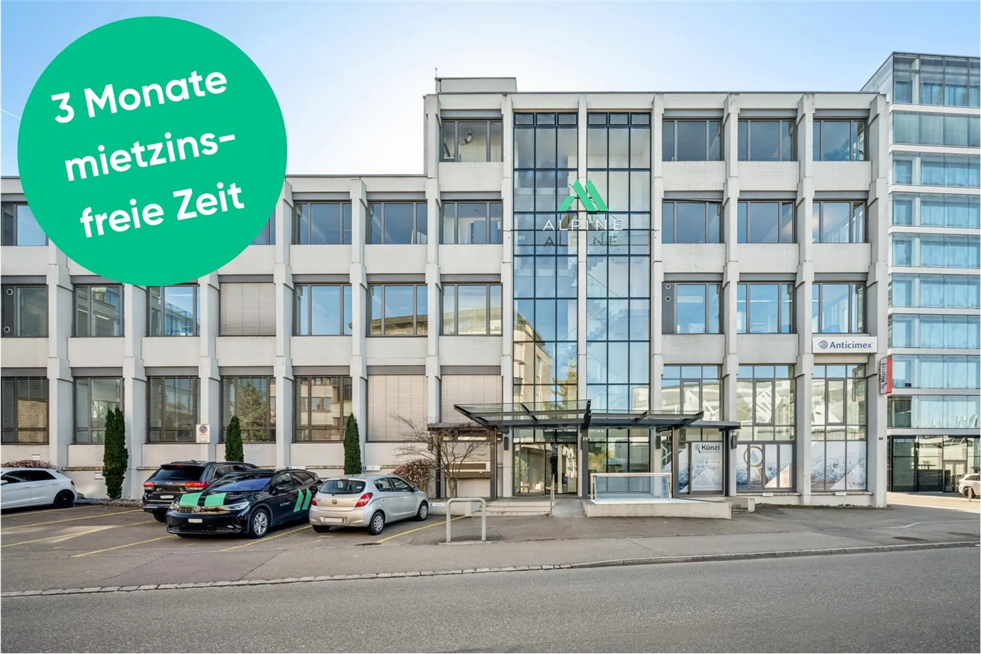 3 Monate Mietzinsfrei für usgebaute Bürofläche mit flexibler Raumstruktur