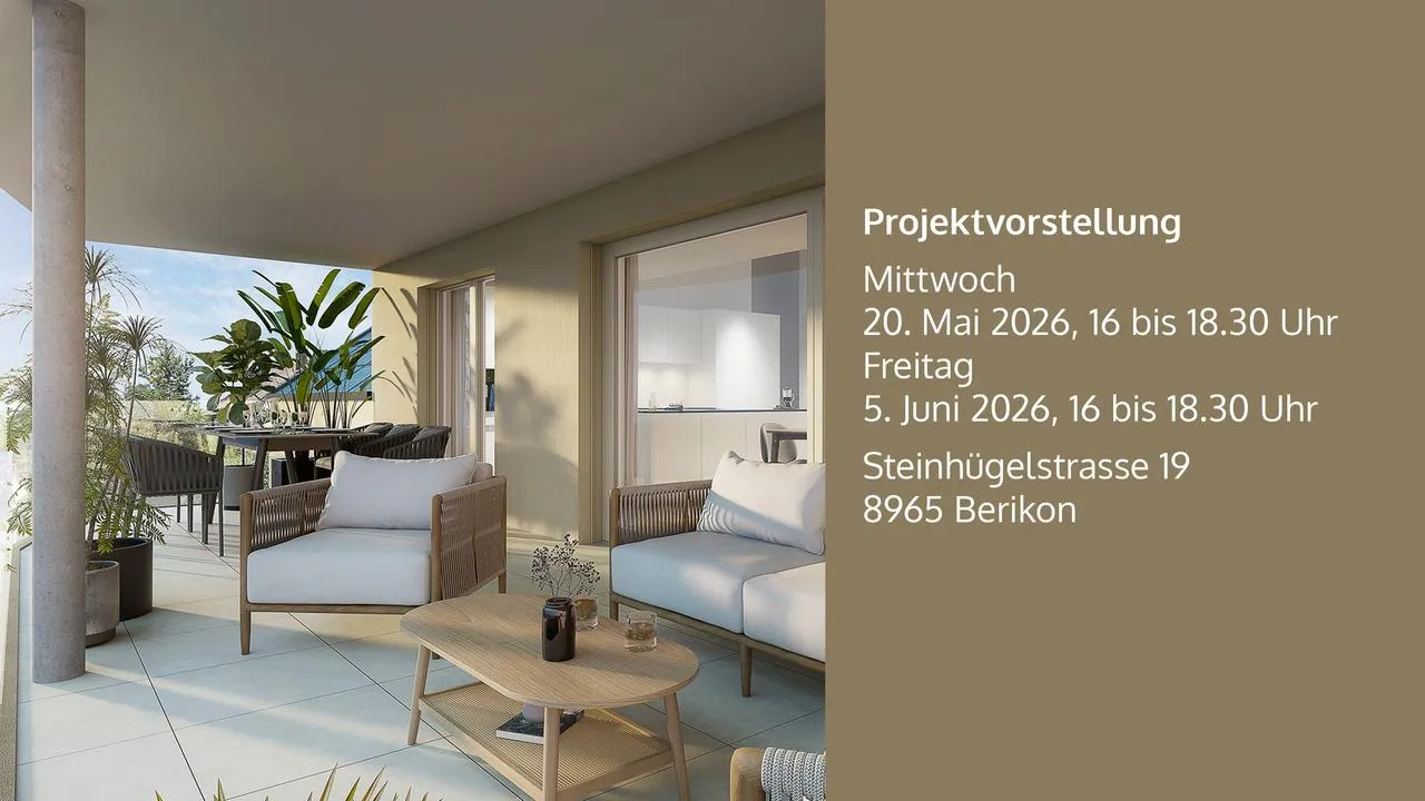 4½-Zimmer Attikawohnung mit sonniger Terrasse und Weitsicht in Berikon