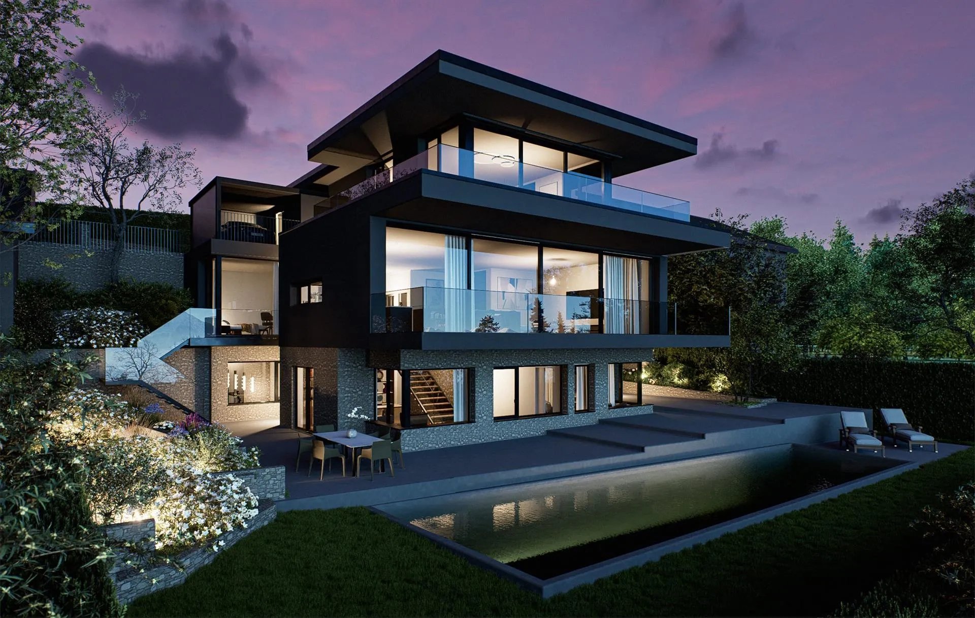 6.5-Zimmer-Villa mit Panoramasicht & Pool in Hünibach